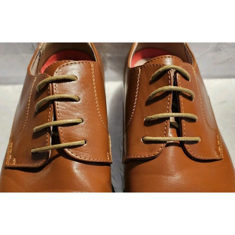 Bruno Marc New York Dress Shoes Men Brown Size 13 Lace Up Cap-Toe Oxford Formal